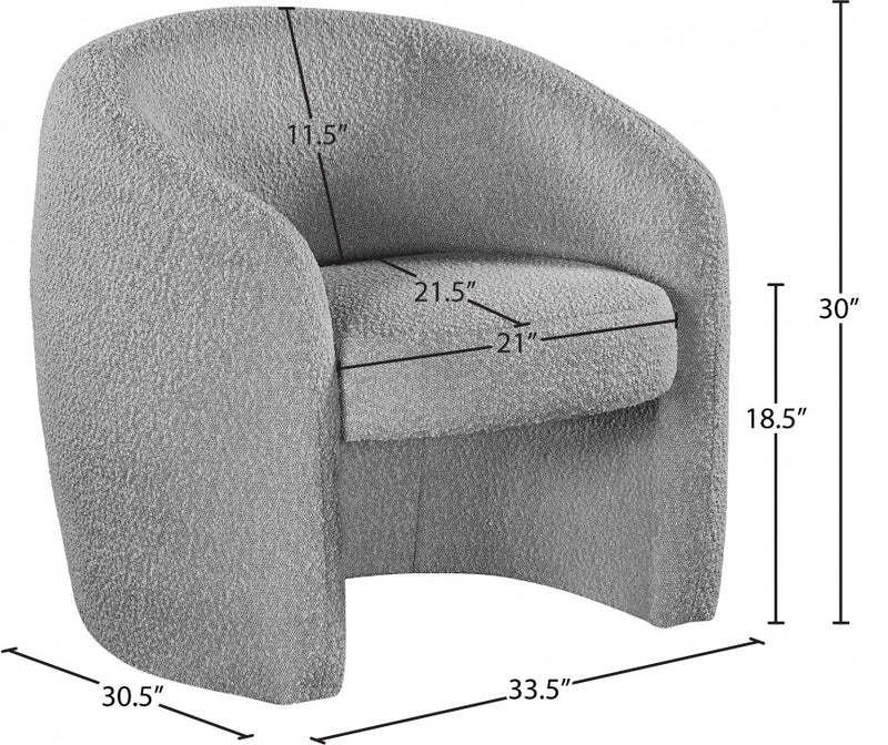 Acadia Boucle Fabric Upholstered Accent Chair in Grey - 543Grey