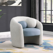 Acadia Boucle Fabric Upholstered and Vegan Leather Upholstered Accent Chair in Blue - 546Blue