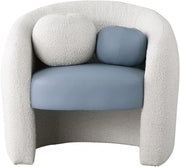 Acadia Boucle Fabric Upholstered and Vegan Leather Upholstered Accent Chair in Blue - 546Blue