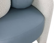 Acadia Boucle Fabric Upholstered and Vegan Leather Upholstered Accent Chair in Blue - 546Blue