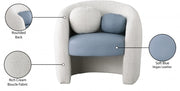 Acadia Boucle Fabric Upholstered and Vegan Leather Upholstered Accent Chair in Blue - 546Blue
