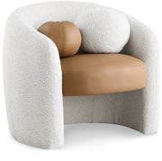 Acadia Boucle Fabric Upholstered and Vegan Leather Upholstered Accent Chair in Cognac - 546Cognac