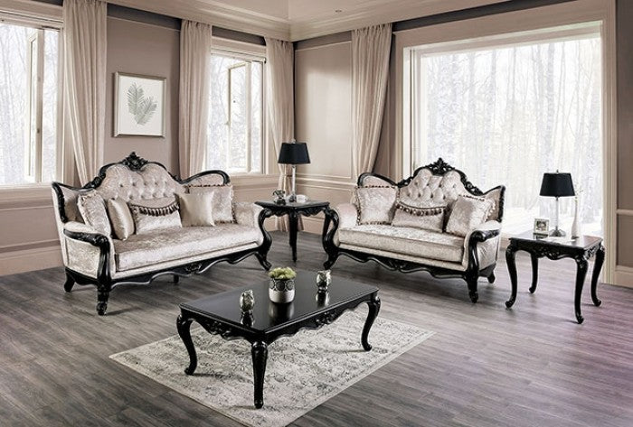 Acapulco Black/Off-White Loveseat - FM65001ES-LV