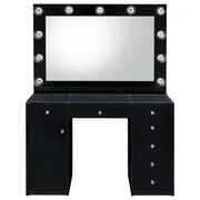 Acena 7-drawer Vanity Set with Lighting Black High Gloss - 931144