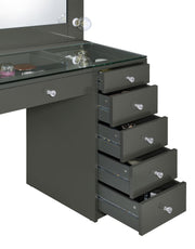 Acena 7-drawer Vanity Set with Lighting Grey High Gloss - 931145