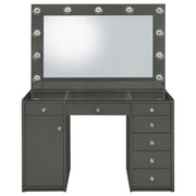 Acena 7-drawer Vanity Set with Lighting Grey High Gloss - 931145