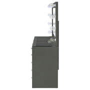 Acena 7-drawer Vanity Set with Lighting Grey High Gloss - 931145