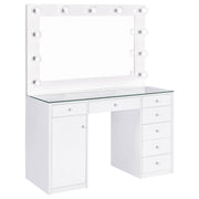 Acena 7-drawer Vanity Set with Lighting White High Gloss - 931143