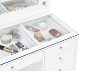 Acena 7-drawer Vanity Set with Lighting White High Gloss - 931143