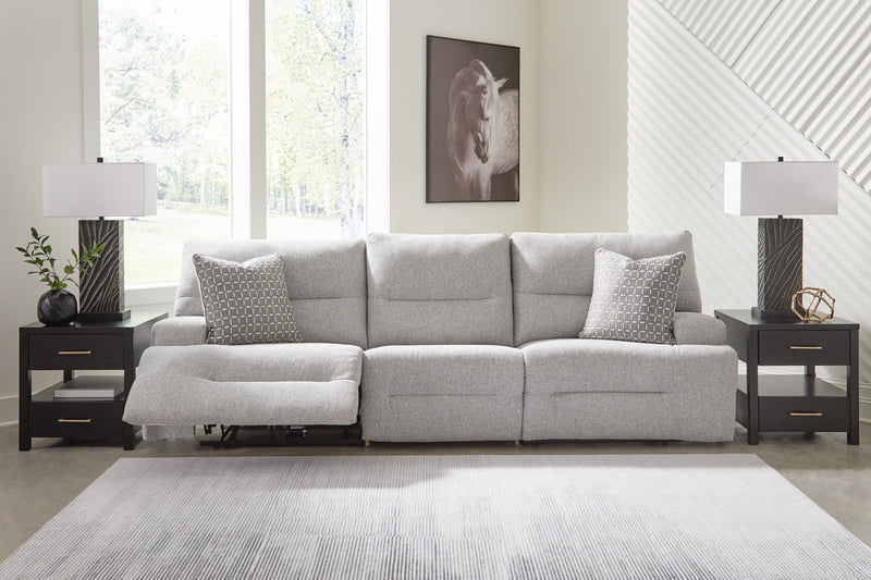 Acklen Place Pewter 3-Piece Power Reclining Sectional Sofa - 93605S18