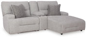 Acklen Place Pewter 3-Piece Power Reclining Sectional Sofa with Chaise - 93605S4