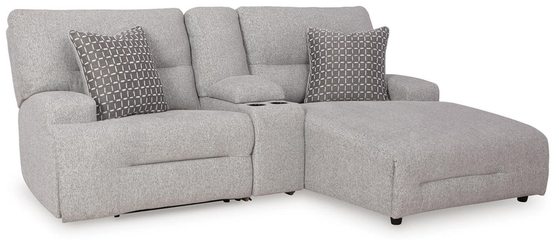 Acklen Place Pewter 3-Piece Power Reclining Sectional Sofa with Chaise - 93605S4