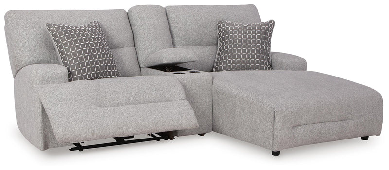 Acklen Place Pewter 3-Piece Power Reclining Sectional Sofa with Chaise - 93605S4