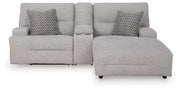 Acklen Place Pewter 3-Piece Power Reclining Sectional Sofa with Chaise - 93605S4