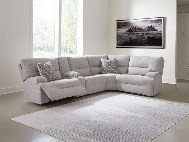Acklen Place Pewter 5-Piece Power Reclining Sectional with Storage Console - 93605S19