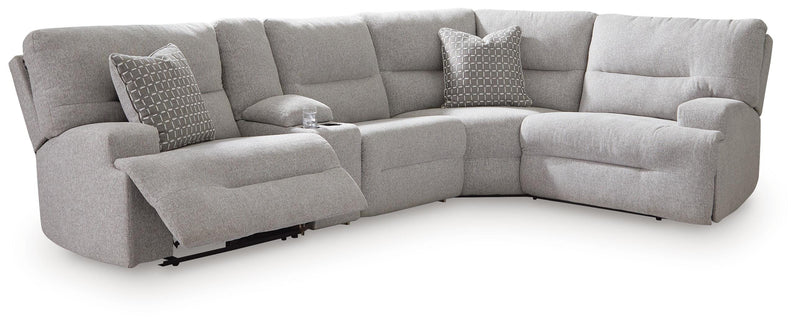 Acklen Place Pewter 5-Piece Power Reclining Sectional with Storage Console - 93605S19