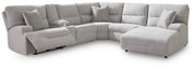 Acklen Place Pewter 6-Piece Power Reclining Sectional with Chaise - 93605S1