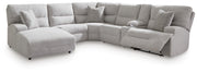 Acklen Place Pewter 6-Piece Power Reclining Sectional with Chaise - 93605S2