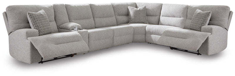 Acklen Place Pewter 7-Piece Power Sectional Reclining Sofa with Storage Console - 93605S20