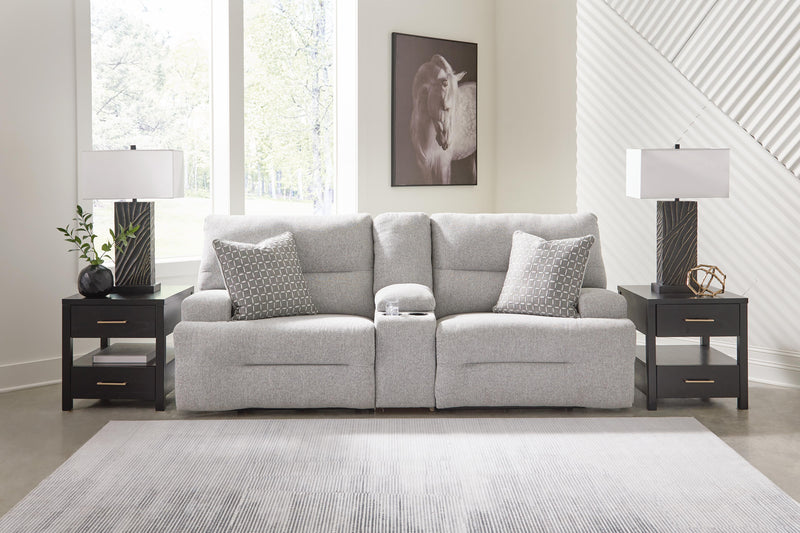 Acklen Place Pewter 7-Piece Power Sectional Reclining Sofa with Storage Console - 93605S20