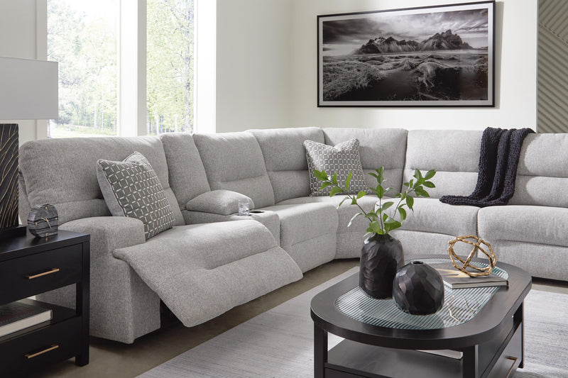 Acklen Place Pewter 7-Piece Power Sectional Reclining Sofa with Storage Console - 93605S20