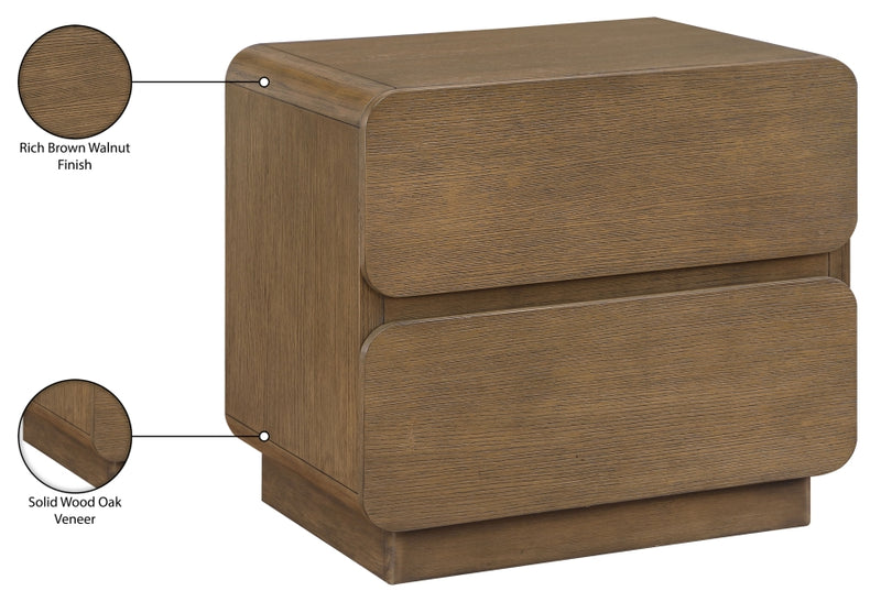 Adagio 28" Solid Wood And Oak Veneer Nightstand in Brown - AdagioBrown-NS