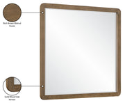 Adagio 42" W x 40" H Oak Veneer And Solid Wood Frame Mirror in Brown - AdagioBrown-M