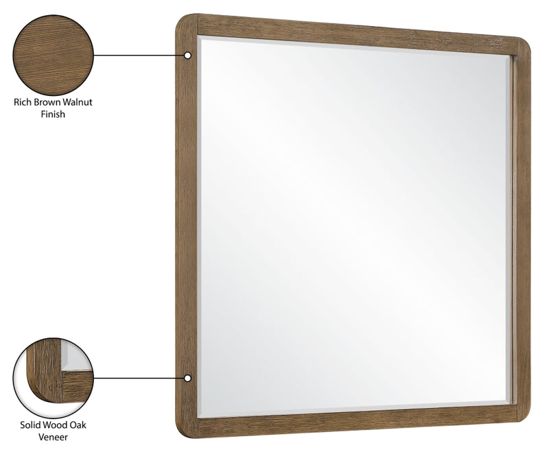 Adagio 42" W x 40" H Oak Veneer And Solid Wood Frame Mirror in Brown - AdagioBrown-M
