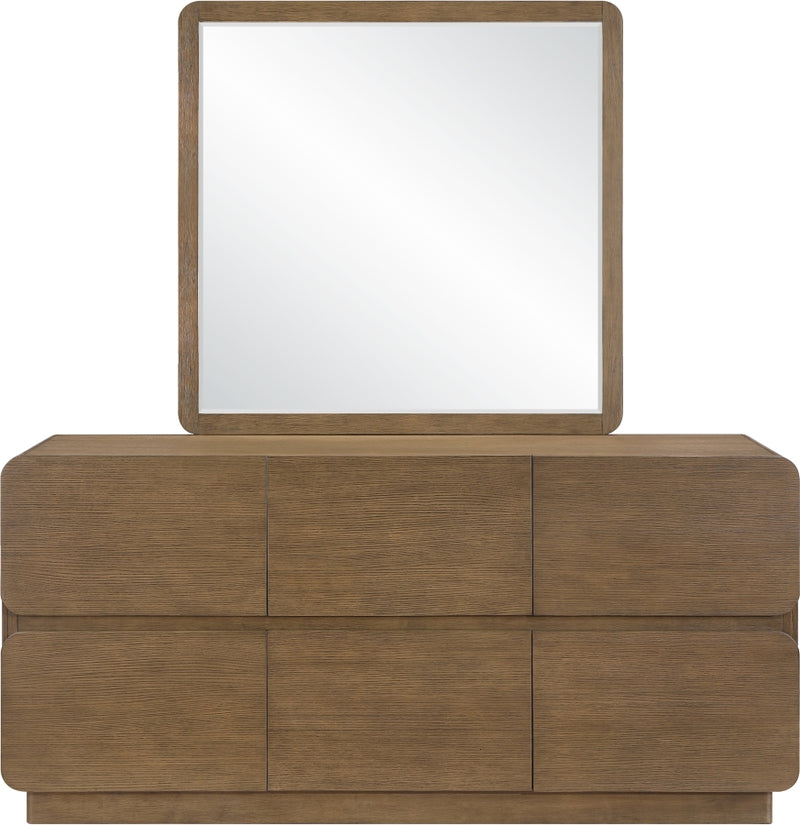 Adagio 42" W x 40" H Oak Veneer And Solid Wood Frame Mirror in Brown - AdagioBrown-M