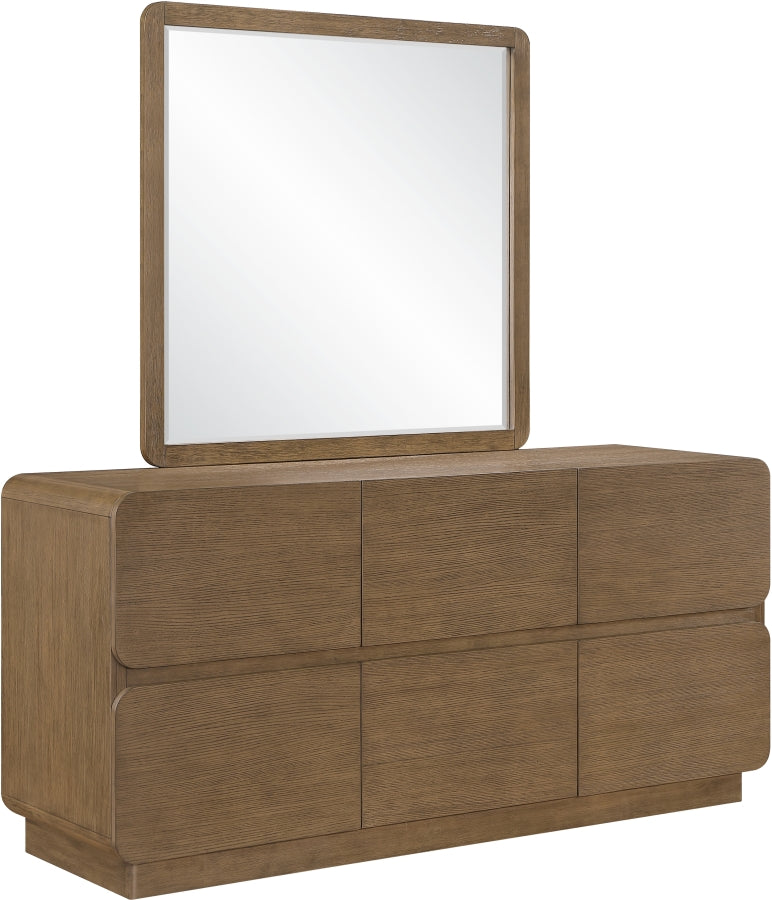 Adagio 42" W x 40" H Oak Veneer And Solid Wood Frame Mirror in Brown - AdagioBrown-M