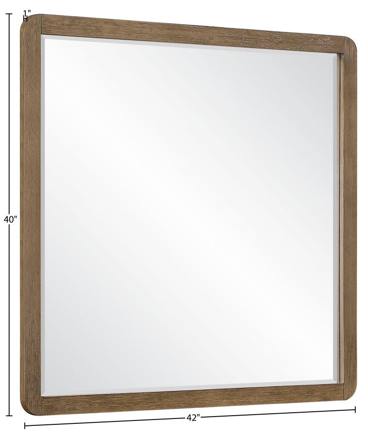 Adagio 42" W x 40" H Oak Veneer And Solid Wood Frame Mirror in Brown - AdagioBrown-M