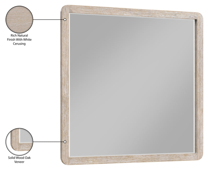 Adagio 42" W x 40" H Oak Veneer And Solid Wood Frame Mirror in Natural - AdagioNatural-M