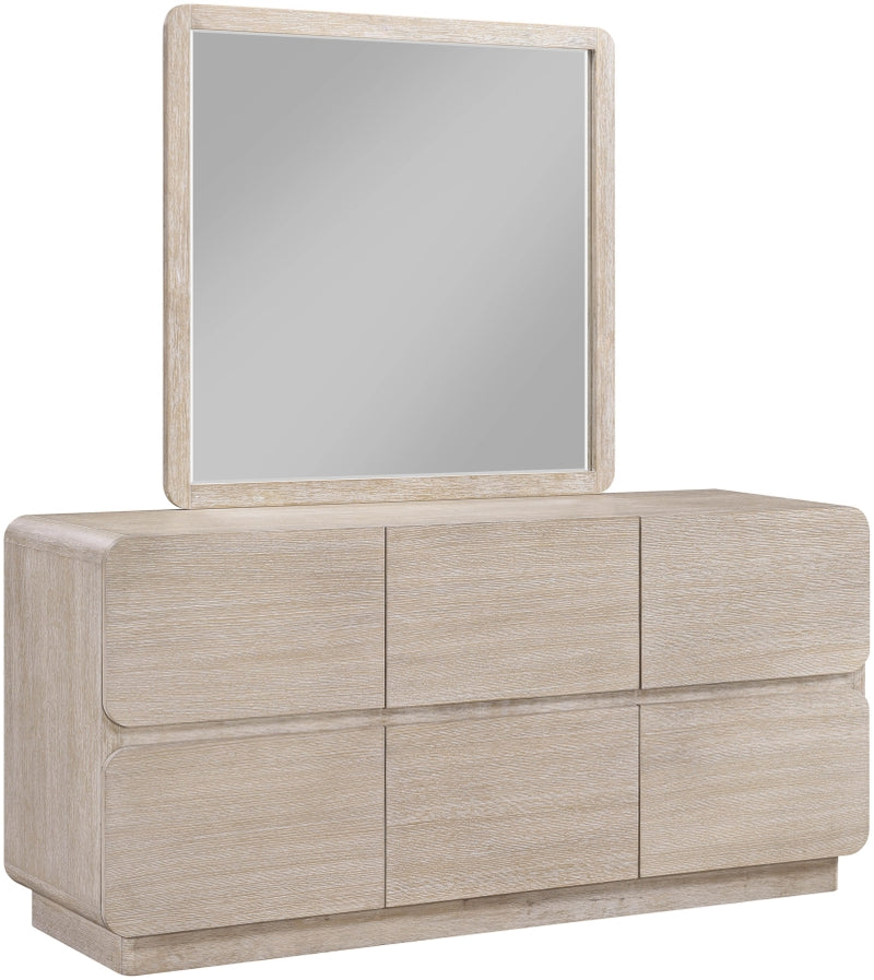 Adagio 42" W x 40" H Oak Veneer And Solid Wood Frame Mirror in Natural - AdagioNatural-M
