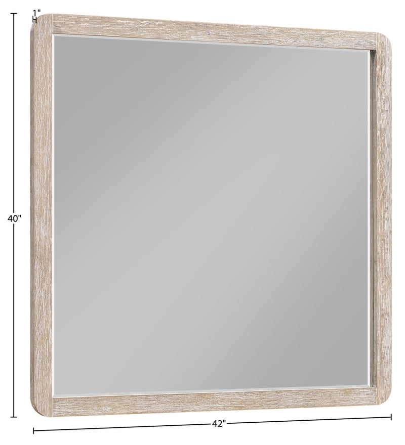 Adagio 42" W x 40" H Oak Veneer And Solid Wood Frame Mirror in Natural - AdagioNatural-M