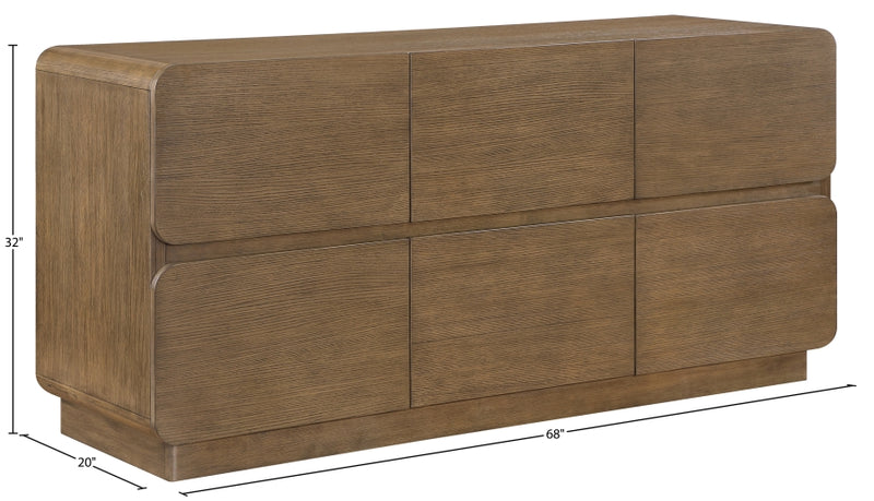 Adagio Solid Wood And Oak Veneer Dresser in Brown - AdagioBrown-D