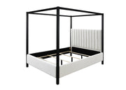 Adalyn Black/White Boucle King Canopy Bed - Gate FurnitureKing Bed