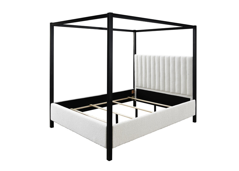 Adalyn Black/White Boucle King Canopy Bed - Gate FurnitureKing Bed