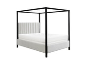 Adalyn Black/White Boucle King Canopy Bed - Gate FurnitureKing Bed