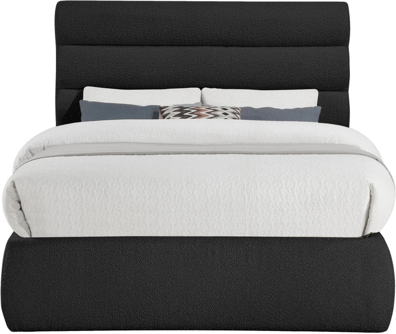 Adam Boucle Fabric Upholstered Full Bed in Black - B1256Black-F