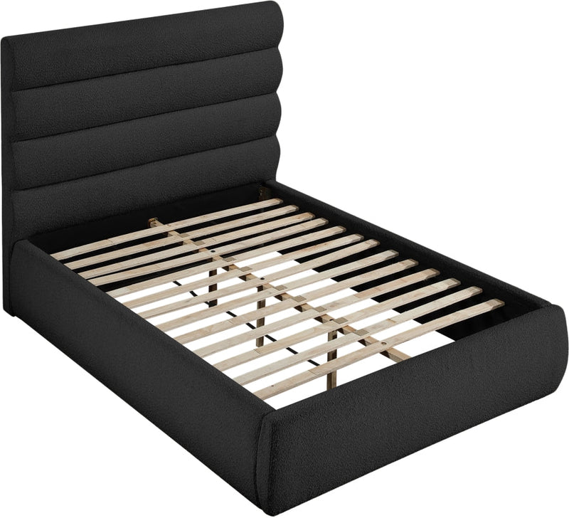 Adam Boucle Fabric Upholstered Full Bed in Black - B1256Black-F