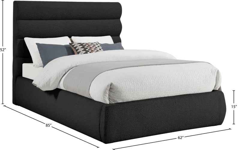 Adam Boucle Fabric Upholstered Full Bed in Black - B1256Black-F