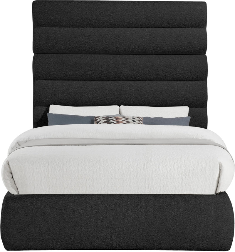 Adam Boucle Fabric Upholstered Full Bed in Black - B1256Black-F70