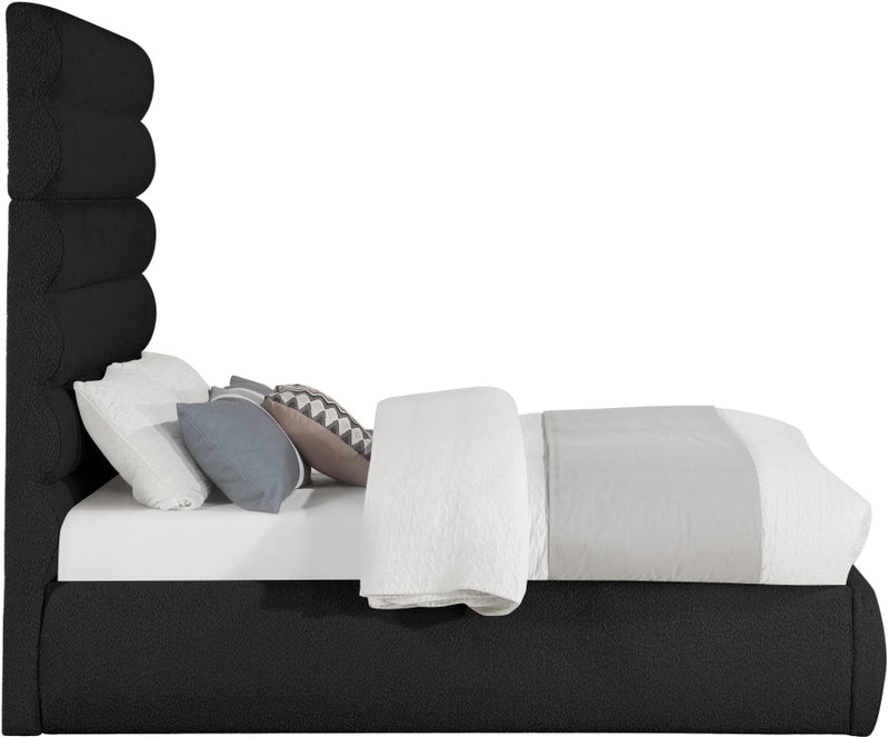 Adam Boucle Fabric Upholstered Full Bed in Black - B1256Black-F70