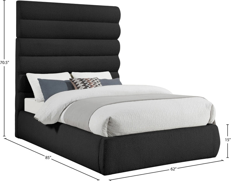 Adam Boucle Fabric Upholstered Full Bed in Black - B1256Black-F70