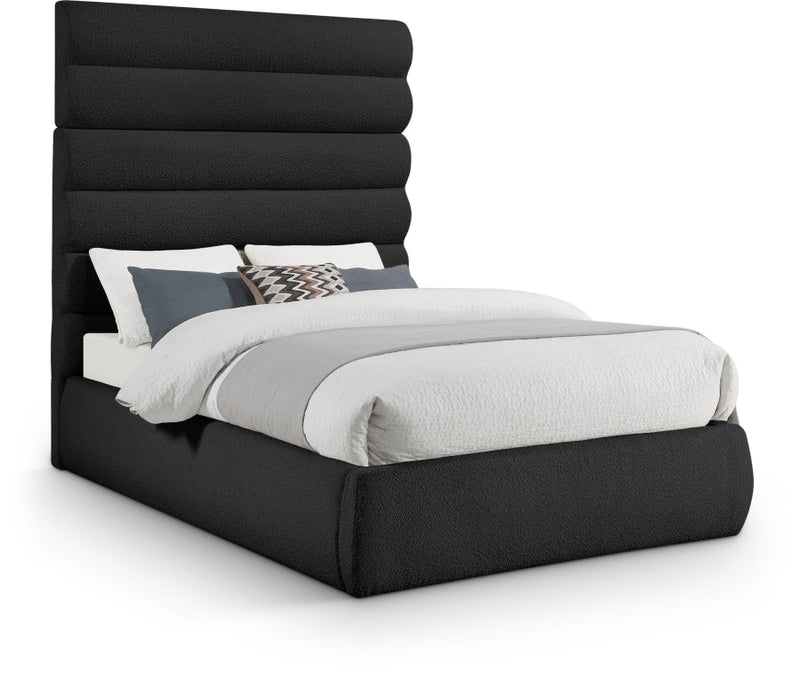 Adam Boucle Fabric Upholstered Full Bed in Black - B1256Black-F70