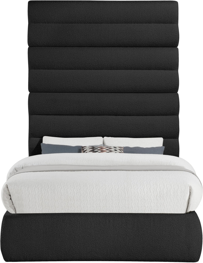 Adam Boucle Fabric Upholstered Full Bed in Black - B1256Black-F90