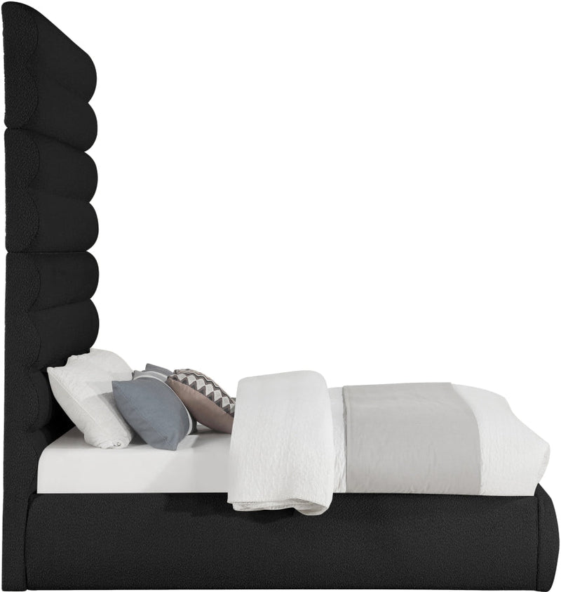 Adam Boucle Fabric Upholstered Full Bed in Black - B1256Black-F90