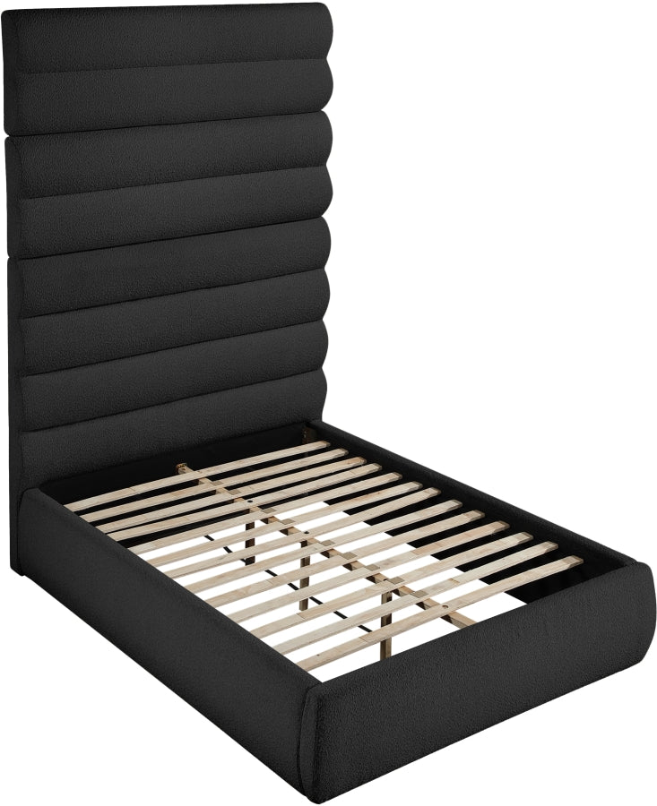 Adam Boucle Fabric Upholstered Full Bed in Black - B1256Black-F90