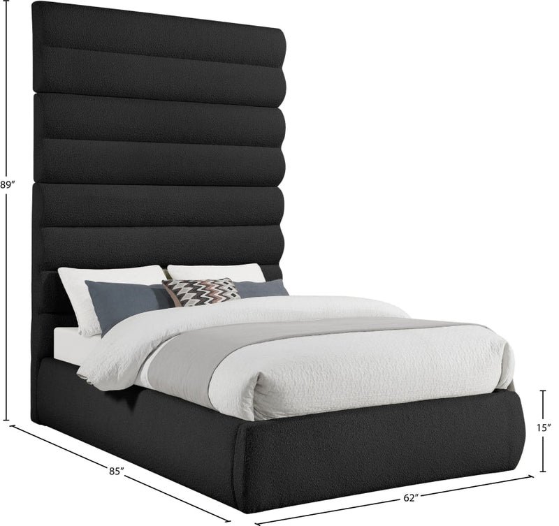 Adam Boucle Fabric Upholstered Full Bed in Black - B1256Black-F90