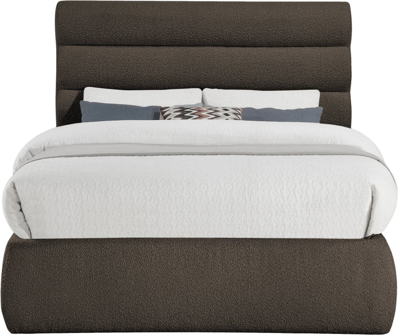 Adam Boucle Fabric Upholstered Full Bed in Brown - B1256Brown-F